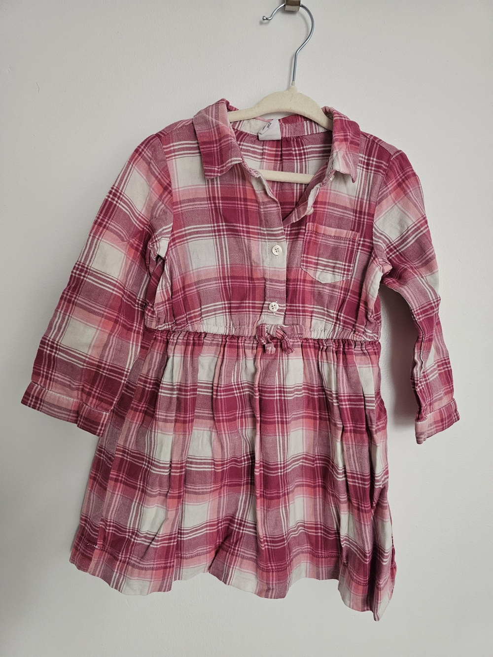 🧸2/20$ GAP 3T Pink Plaid Button-Front Dress Toddler Girl